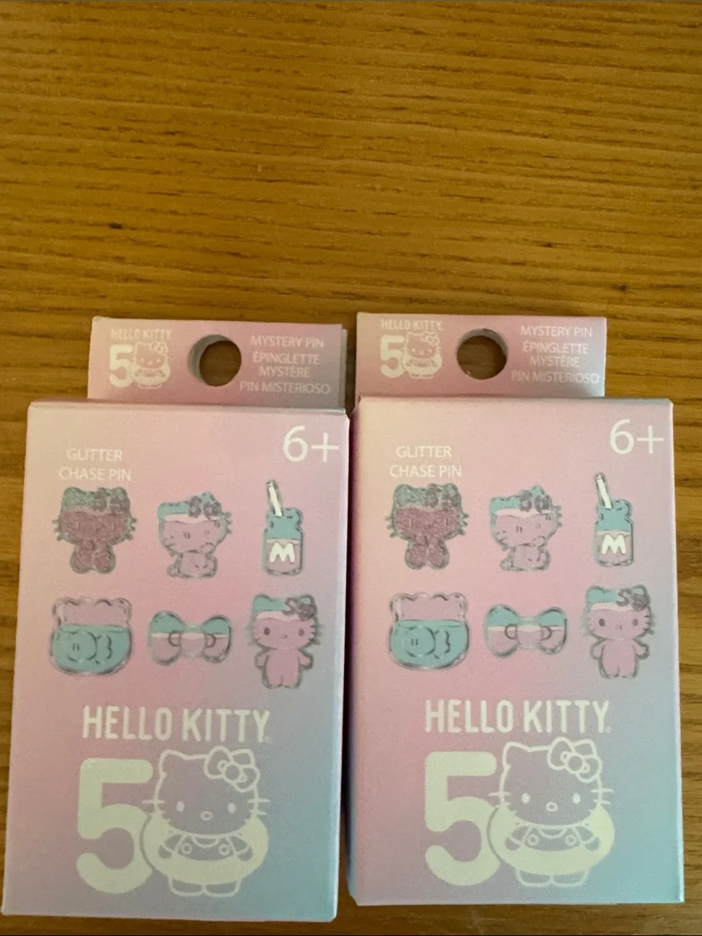 Hello Kitty Glitter Chase Pin Set - Pink and Light Blue Mystery